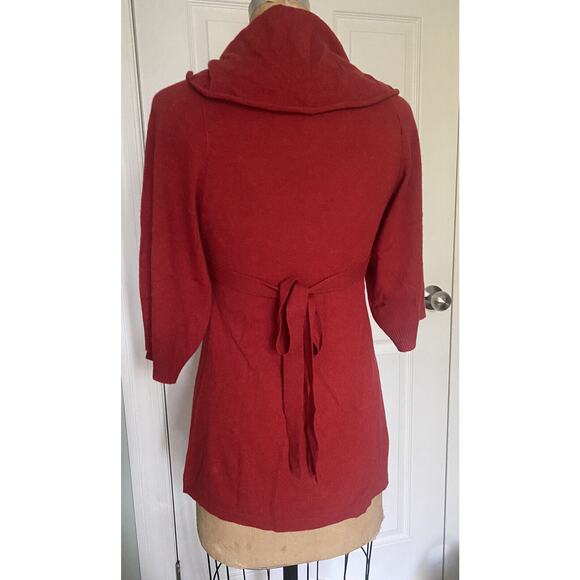 Autumn Cashmere Tie-Back Sweater Red Tunic Knit Size Extra Small Holiday - Picture 10 of 12
